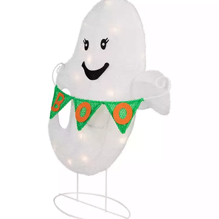 Halloween>Kirklands Home LED White Ghost Boo Banner Halloween Outdoor Décor