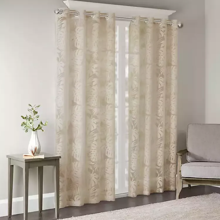 Kirklands Home Leilani Palm Leaf Curtain Panel, 63 in. Tan Outlet