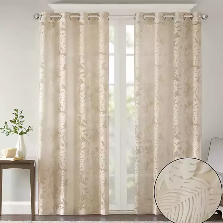 Kirklands Home Leilani Palm Leaf Curtain Panel, 84 in. Tan Discount