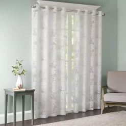 Kirklands Home Leilani Palm Leaf Curtain Panel, 63 in. White Sale