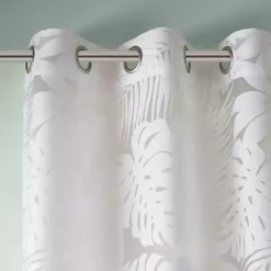 Kirklands Home Leilani Palm Leaf Curtain Panel, 84 in. White Best