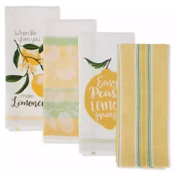 Kirklands Home Lemon Bliss Printed Kitchen Towels, Set of 4 Discount
