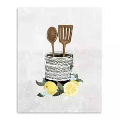 Kirklands Home Lemon Kitchen Utensils Canvas Art Print