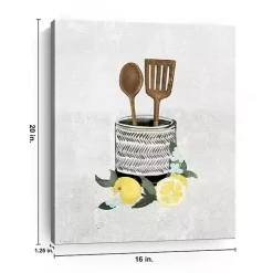 Kirklands Home Lemon Kitchen Utensils Canvas Art Print