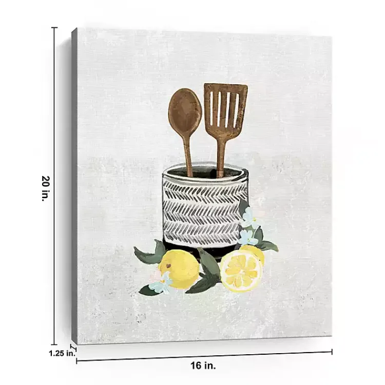 Kirklands Home Lemon Kitchen Utensils Canvas Art Print