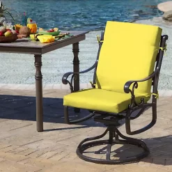 Kirklands Home Lemon Leala Luxe Outdoor Dining Chair Cushion Yellow Hot