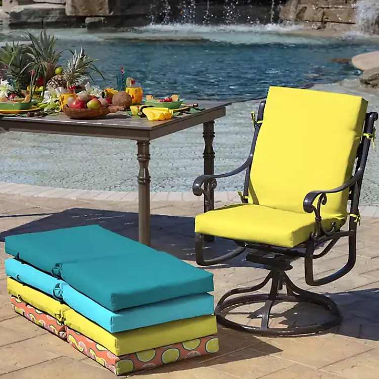 Kirklands Home Lemon Leala Luxe Outdoor Dining Chair Cushion Yellow Hot