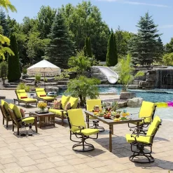 Kirklands Home Lemon Leala Luxe Outdoor Dining Chair Cushion Yellow Hot