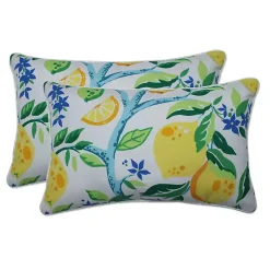 Kirklands Home Lemon Vine Outdoor Lumbar Pillows, Set of 2 Discount
