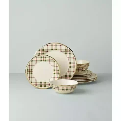 Christmas Dining & Entertaining>Kirklands Home Lenox Holiday Plaid 12-pc. Dinnerware Set