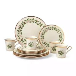 Christmas Dining & Entertaining>Kirklands Home Lenox Holly Gold Edge 12-pc. Dinnerware Set