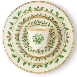 Christmas Dining & Entertaining>Kirklands Home Lenox Holly Gold Edge 5-pc. Dinnerware Set