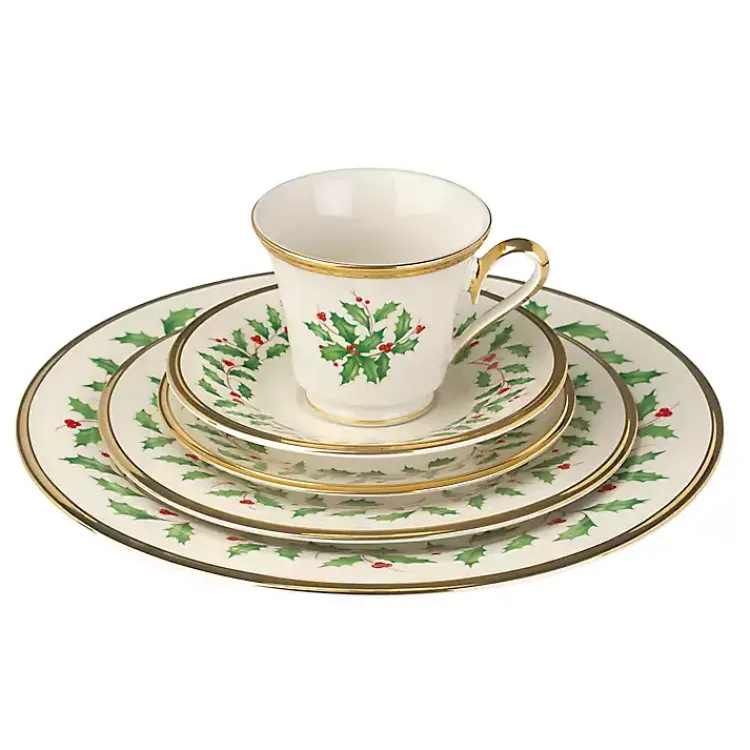 Christmas Dining & Entertaining>Kirklands Home Lenox Holly Gold Edge 5-pc. Dinnerware Set