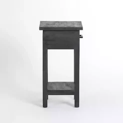 Kirklands Home Leo Wood Accent Table Black New