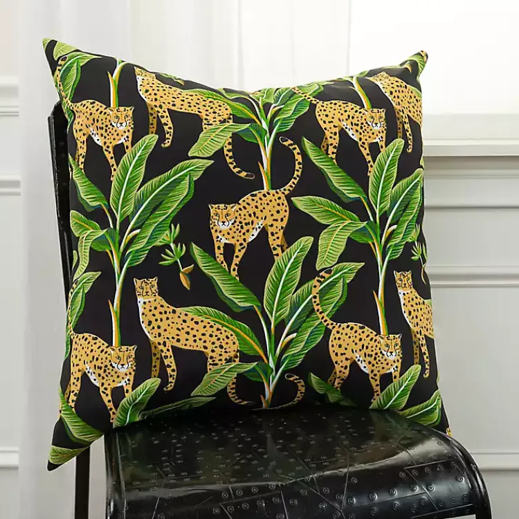 Kirklands Home Leopard & Palm Tree Outdoor Pillow, 22 in. Clearance
