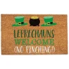 St Patricks Day Decorations>Kirklands Home Leprechauns Welcome Doormat