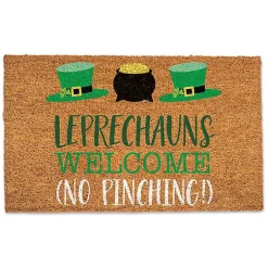 St Patricks Day Decorations>Kirklands Home Leprechauns Welcome Doormat