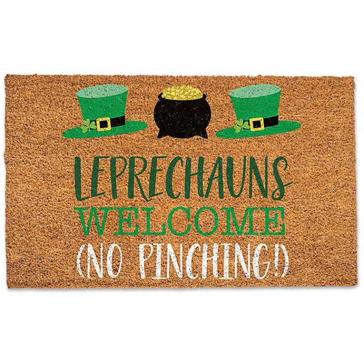 St Patricks Day Decorations>Kirklands Home Leprechauns Welcome Doormat