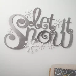 Christmas Art & Wall Decor>Kirklands Home Let it Snow Metal Christmas Wall Sign