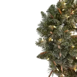 Wreaths>Kirklands Home Liana Lightly Frosted Pine Pre-Lit Wreath, 30 in. Green