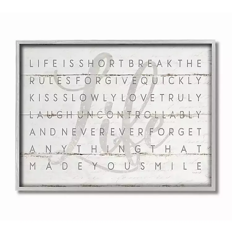 Kirklands Home Life Is Short Framed Wall Plaque White