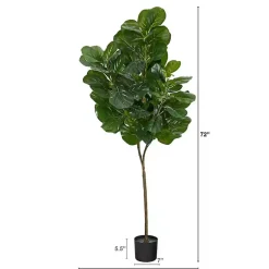 Trees & Topiaries>Kirklands Home Lifelike Fiddle Leaf Fig in Nursery Planter, 6 ft.