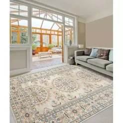 Kirklands Home Light Beige Bohemian Area Rug, 7x9 Tan Online