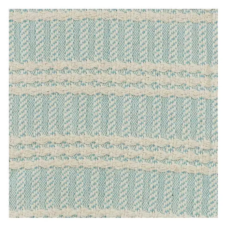 Blankets & Throws>Kirklands Home Light Blue and Ivory Striped Cotton Throw