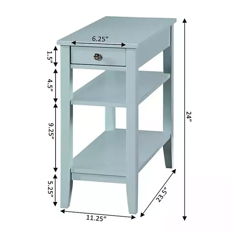 Kirklands Home Light Chairside End Table with Shelves Blue New
