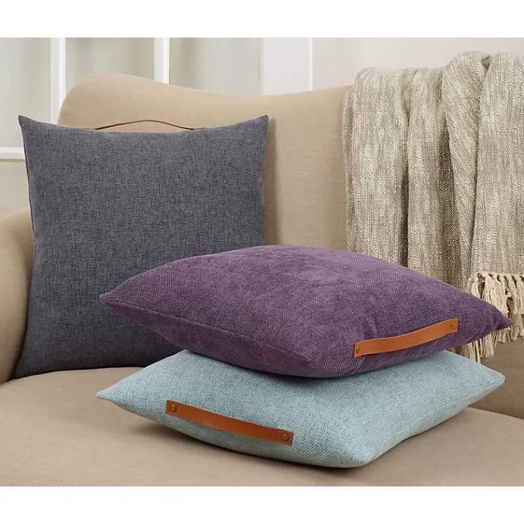 Pillows>Kirklands Home Light Chenille Handle Pillow Blue