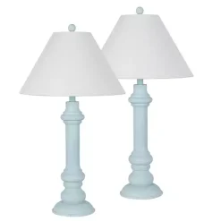 Kirklands Home Light Blue Coastal Ariel Table Lamps, Set of 2 New