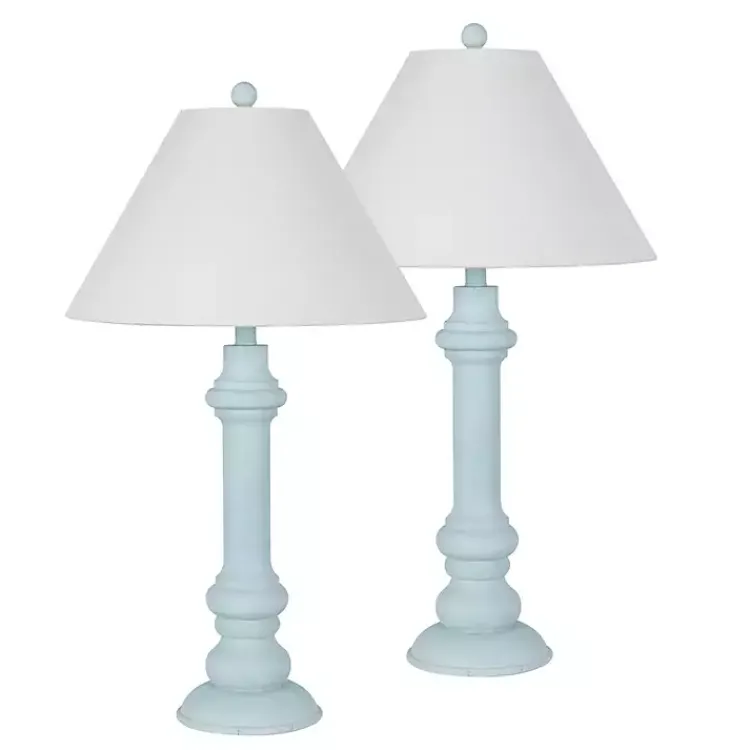 Kirklands Home Light Blue Coastal Ariel Table Lamps, Set of 2 New
