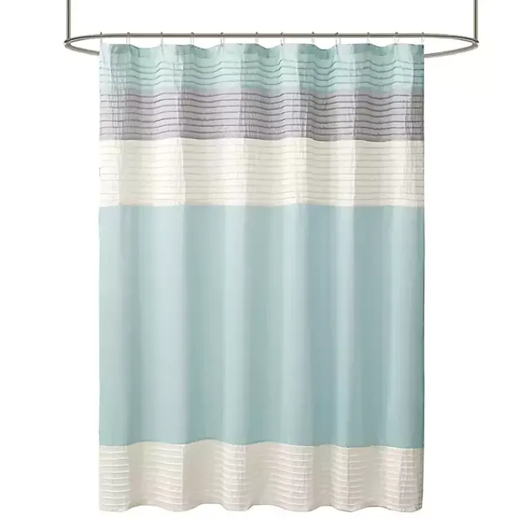 Kirklands Home Light Colorblock Silky Shower Curtain Blue Best