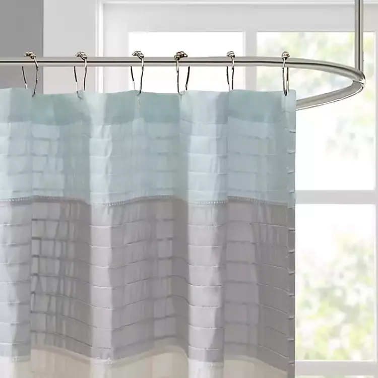 Kirklands Home Light Colorblock Silky Shower Curtain Blue Best