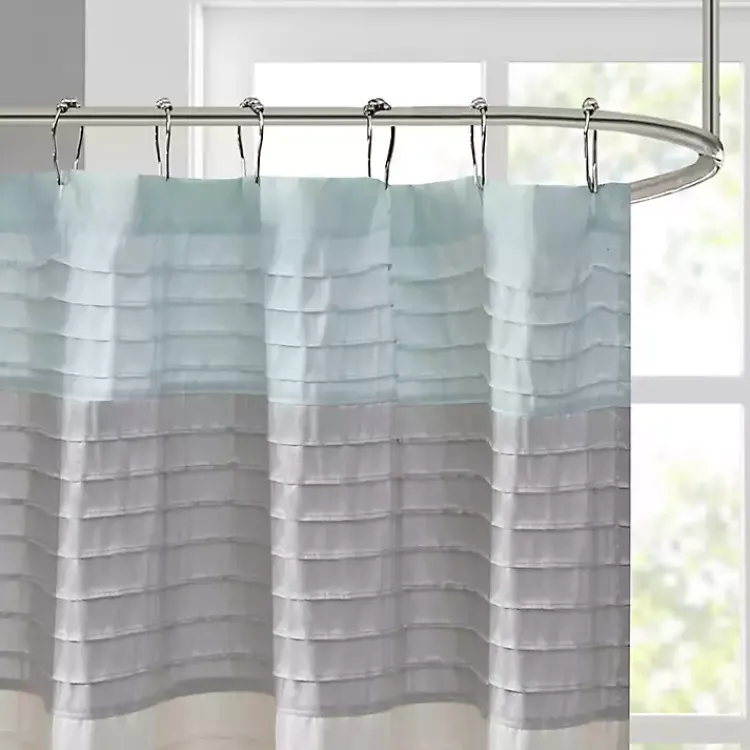 Kirklands Home Light Colorblock Silky Shower Curtain Blue Best