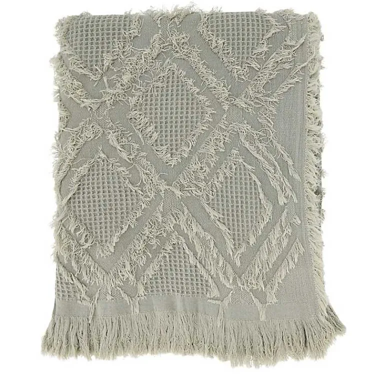 Blankets & Throws>Kirklands Home Light Diamond Pattern Throw Blanket Blue