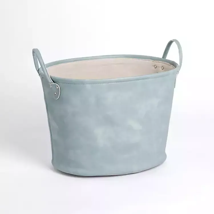 Baskets & Boxes>Kirklands Home Light Faux Leather Storage Bin Blue