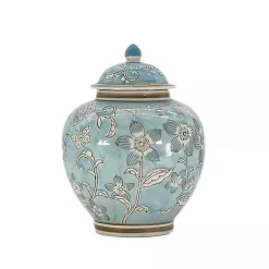 Decorative Bowls & Jars>Kirklands Home Light Floral Chinoiserie Jar Blue