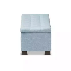 Kirklands Home Light Grid Tufted Upholstered Ottoman Blue Clearance