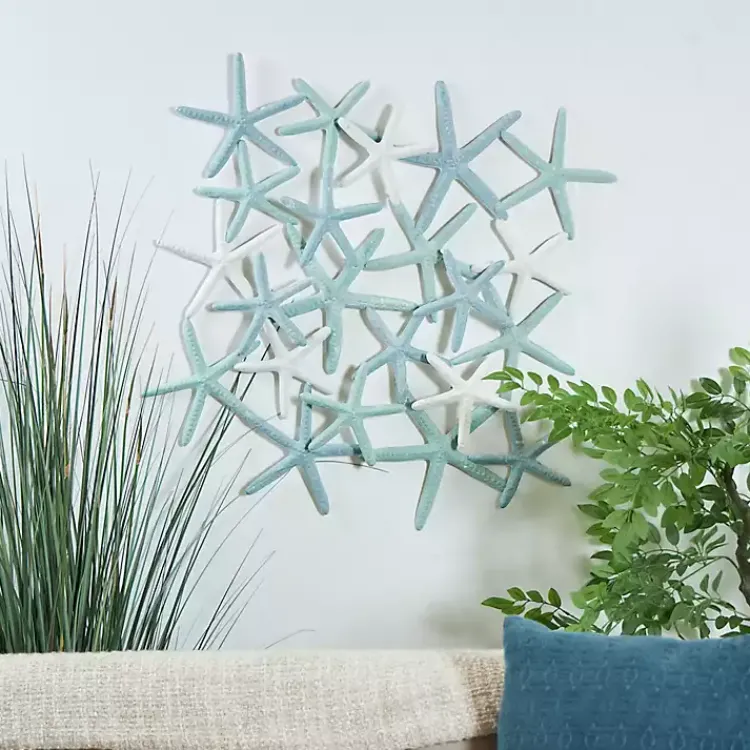 Kirklands Home Light Blue Metal Overlapping Starfish Wall Plaque Hot