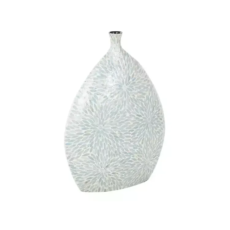 Vases>Kirklands Home Light Blue Mother of Pearl Floral Floor Vase