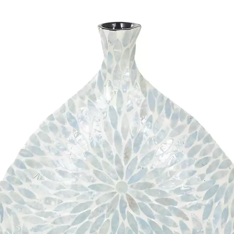 Vases>Kirklands Home Light Blue Mother of Pearl Floral Floor Vase
