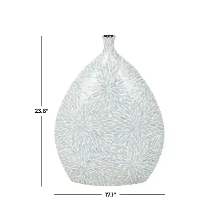 Vases>Kirklands Home Light Blue Mother of Pearl Floral Floor Vase