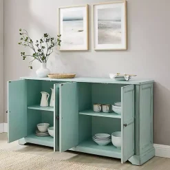 Kirklands Home Light Paneled 4-Door Sideboard Blue