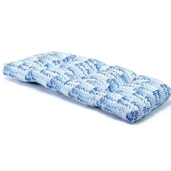 Kirklands Home Light Patterned Outdoor Bench Cushion Blue New
