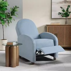 Kirklands Home Light Rounded Push Back Recliner Blue Online
