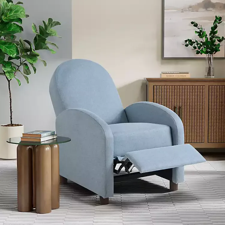 Kirklands Home Light Rounded Push Back Recliner Blue Online