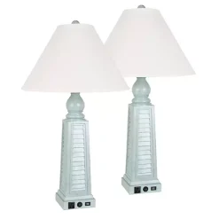 Kirklands Home Light Shutter USB Table Lamps, Set of 2 Blue Best