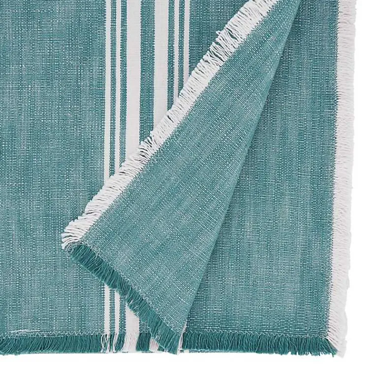 Kirklands Home Light Blue Striped Fringe Table Runner, 72 in. Online