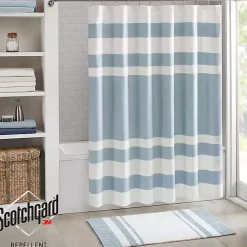Kirklands Home Light Blue Striped Waffle Shower Curtain Hot